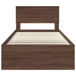 Berkfield Home Bed Frame with Headboard Brown Oak 100 x 200 cm Solid Pine Wood - thumbnail 7