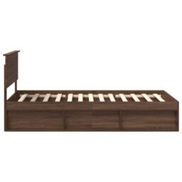Berkfield Home Bed Frame with Headboard Brown Oak 100 x 200 cm Solid Pine Wood - thumbnail 8