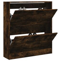 Berkfield Home Shoe Cabinet Smoked Oak 80x21x87.5 cm Engineered Wood in Brown - thumbnail 1