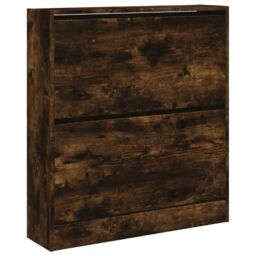 Berkfield Home Shoe Cabinet Smoked Oak 80x21x87.5 cm Engineered Wood in Brown - thumbnail 4