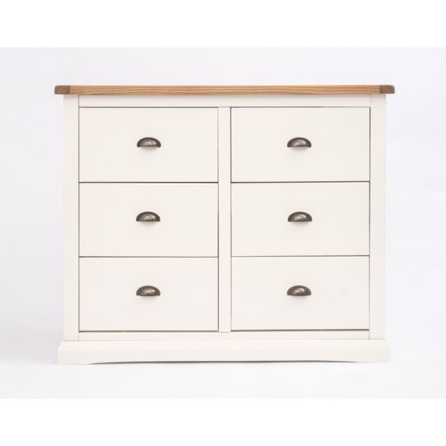Cabinet Bits Cosenza 6 Drawer Chest of Drawers Brass Cup Handle in Off-White - image 1