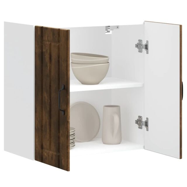 Berkfield Home Kitchen Wall Cabinet Lucca Smoked Oak Engineered Wood in Brown - image 1