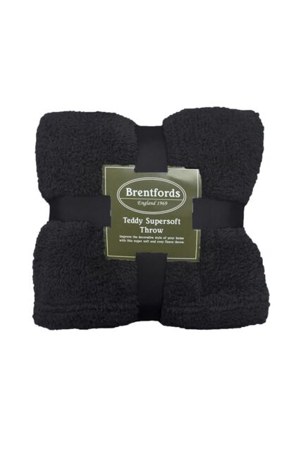 OHS Large Teddy Fleece Throw Blanket in Black - Size: 125 cm x 150 cm - image 1