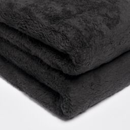 OHS Large Teddy Fleece Throw Blanket in Black - Size: 125 cm x 150 cm - thumbnail 3