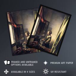 Artery8 Reading Letter by Open Window Vermeer Framed Wall Art Print - Size: A4 - thumbnail 2
