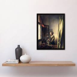 Artery8 Reading Letter by Open Window Vermeer Framed Wall Art Print - Size: A4 - thumbnail 4