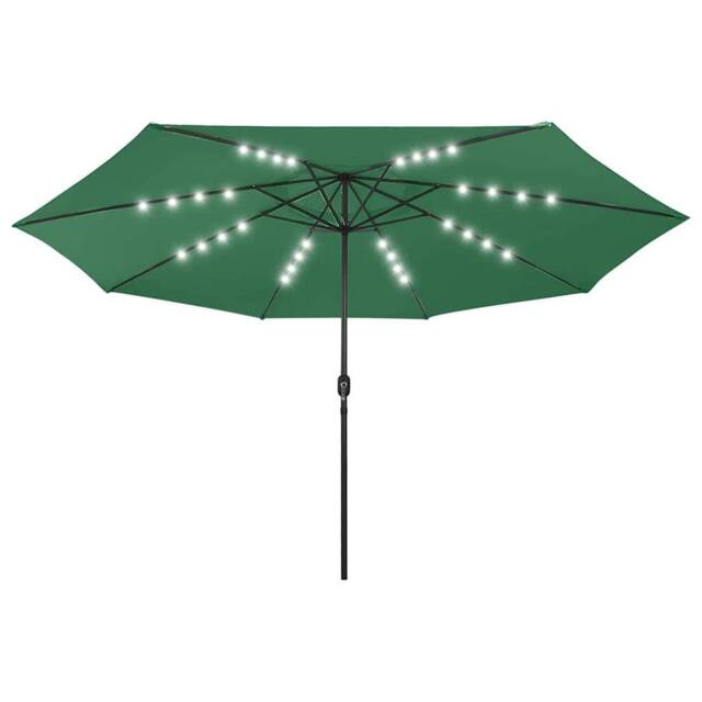 Berkfield Home Garden Parasol with LED Lights 400 cm Green - image 1