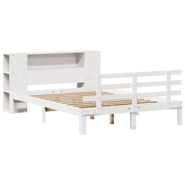 Berkfield Home Decorative Bookcase Bed without Mattress White 140x190cm Solid Wo - Size: 140x190 cm - image 1