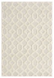 Desire Rugs Isabella Living Room Area Rugs - Embossed Imperial Trellis Design in Cream - Size: 80 cm x 150 cm - thumbnail 2