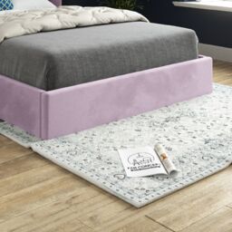 KDMD Rana Curved Top Winged Upholstered Soft Velvet Pink Bed Frame - Size: Small Double - thumbnail 3
