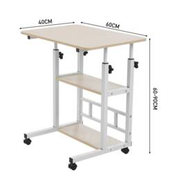 Living and Home 3-tier Height Adjustable Mobile Overbed Table with Wheels in Beige - thumbnail 6