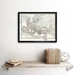 "Artery8 1850 Map Roman Empire Divided East West Ancient Rome Framed Art Print in Beige - Size: W12"" x H16""" - thumbnail 2