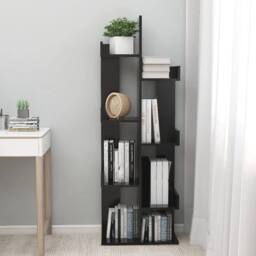 Berkfield Home Book Cabinet Black 48x25.5x140 cm Engineered Wood - thumbnail 3