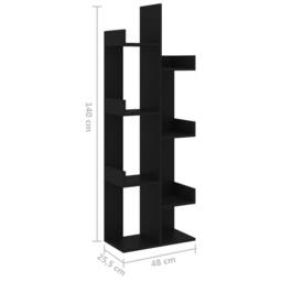 Berkfield Home Book Cabinet Black 48x25.5x140 cm Engineered Wood - thumbnail 7