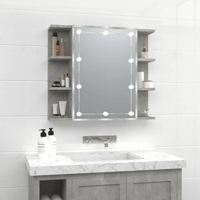 Berkfield Home Mirror Cabinet with LED Concrete Grey 70x16.5x60 cm - image 1