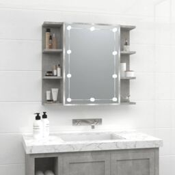 Berkfield Home Mirror Cabinet with LED Concrete Grey 70x16.5x60 cm - thumbnail 1