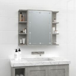 Berkfield Home Mirror Cabinet with LED Concrete Grey 70x16.5x60 cm - thumbnail 4