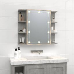 Berkfield Home Mirror Cabinet with LED Concrete Grey 70x16.5x60 cm - thumbnail 3