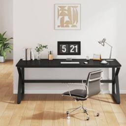 FLAVORA Home Office Computer Desk Laptop Workstation in Black - Size: 100 cm x 100 cm - thumbnail 4