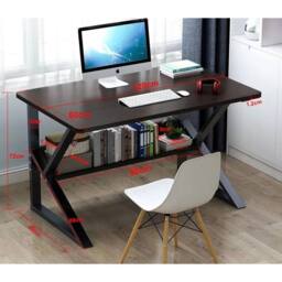 FLAVORA Home Office Computer Desk Laptop Workstation in Black - Size: 100 cm x 100 cm - thumbnail 2