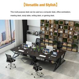 FLAVORA Home Office Computer Desk Laptop Workstation in Black - Size: 100 cm x 100 cm - thumbnail 3
