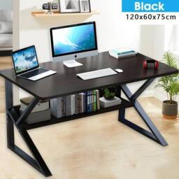 FLAVORA Home Office Computer Desk Laptop Workstation in Black - Size: 100 cm x 100 cm - thumbnail 6