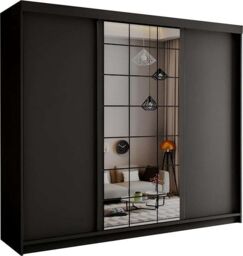 Sliding Wardrobes 4U Modern Sliding Wardrobe with LED Light W 250 x H 217 x D 62 in Black - thumbnail 2