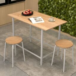 Costway 3-Piece Wooden Dining Set Kitchen Table & 2 Chairs in White - thumbnail 4