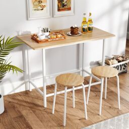 Costway 3-Piece Wooden Dining Set Kitchen Table & 2 Chairs in White - thumbnail 3