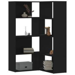Berkfield Home Elegant Corner Bookcase 4-Tier Black 85x85x140 cm Engineered Wood - Size: 85 x 85 x 140 cm - thumbnail 2