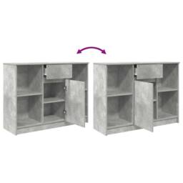 Berkfield Home Sideboard with Drawer Concrete Grey 101x35x76 cm Engineered Wood - Size: 101 x 35 x 76 cm - thumbnail 9