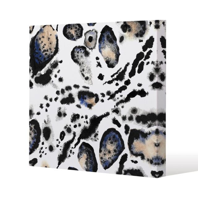 Benjamin Tate Design Leopard Print with Blue (Canvas Print) / 77 x 77 x 4cm in Natural - Size: 77 x 77 x 4 cm - image 1