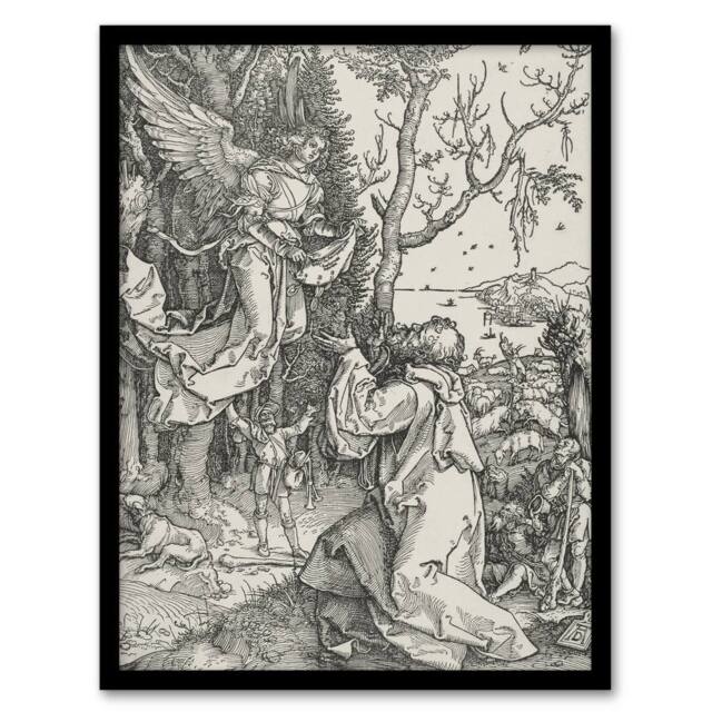 "Artery8 Joachim & the Angel Albrecht Durer Framed Wall Art Print in White - Size: W12"" x H16""" - image 1