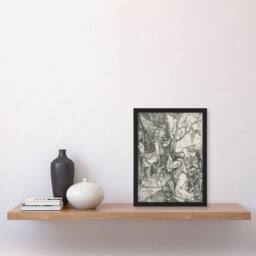 "Artery8 Joachim & the Angel Albrecht Durer Framed Wall Art Print in White - Size: W12"" x H16""" - thumbnail 4