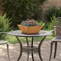 Berkfield Home Garden Bowl Planter 40x40x15 cm Weathering Steel in Grey - Size: 40 x 40 x 15 cm