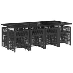 Berkfield Home 13 Piece Garden Dining Set with Cushions Black Poly Rattan - thumbnail 3