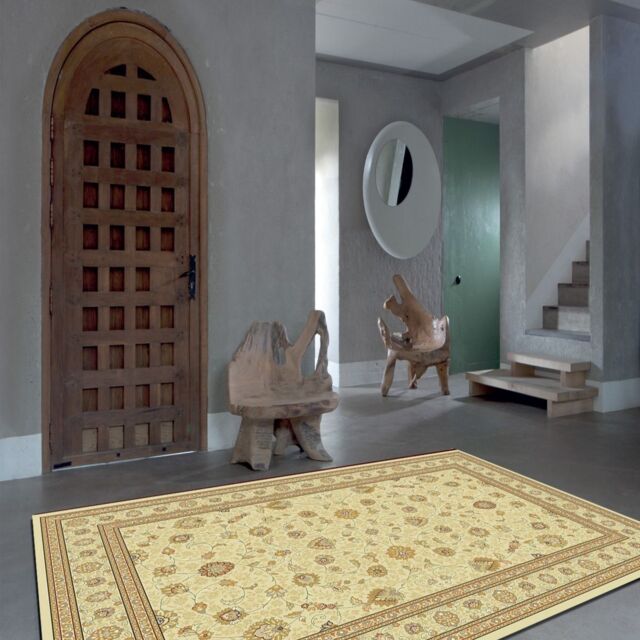 The Rug Shop UK Beige Traditional Easy to clean Machine Made Border Floral Area Rug - Size: 160 cm x 230 cm - image 1