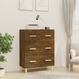 Berkfield Home Sideboard Smoked Oak 70x34x90 cm Engineered Wood in Brown - Size: 70 x 34 x 90 cm - thumbnail 2