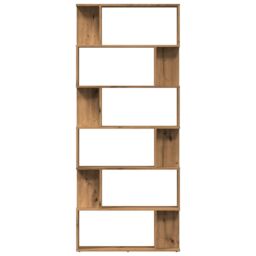 Berkfield Home Book Cabinet Artisan Oak 80x24x192 cm Engineered Wood in Brown - Size: 80 x 24 x 192 cm - thumbnail 4