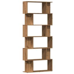 Berkfield Home Book Cabinet Artisan Oak 80x24x192 cm Engineered Wood in Brown - Size: 80 x 24 x 192 cm - thumbnail 6