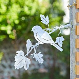 Paper High Iron Bird Silhouette Garden Art in Silver