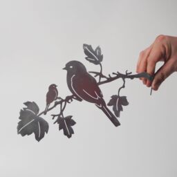 Paper High Iron Bird Silhouette Garden Art in Silver - thumbnail 6