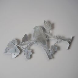 Paper High Iron Bird Silhouette Garden Art in Silver - thumbnail 7