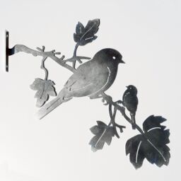 Paper High Iron Bird Silhouette Garden Art in Silver - thumbnail 4