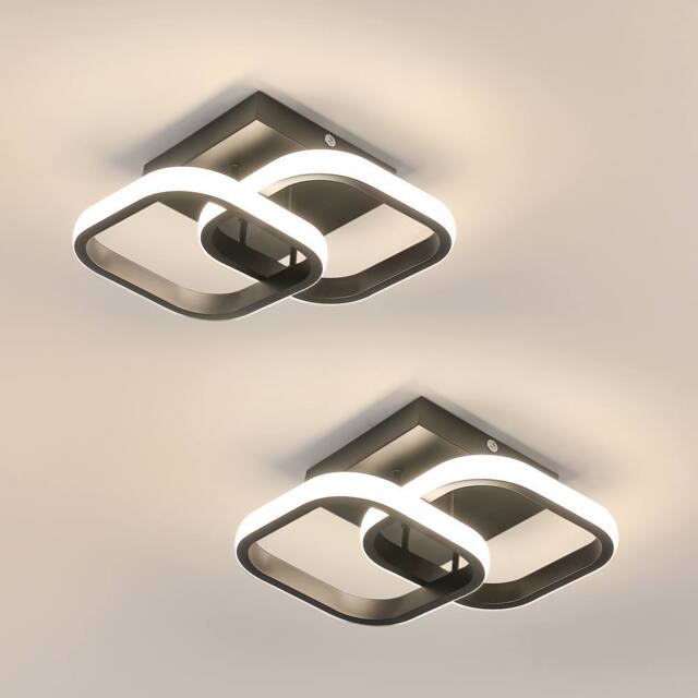 Pheashine 2-Pack Square LED Ceiling Lights, 23cm, 22W 4500K Neutral White Flush in Black - image 1