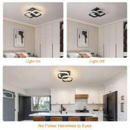 Pheashine 2-Pack Square LED Ceiling Lights, 23cm, 22W 4500K Neutral White Flush in Black - thumbnail 3