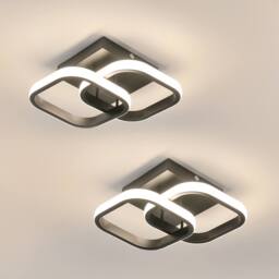 Pheashine 2-Pack Square LED Ceiling Lights, 23cm, 22W 4500K Neutral White Flush in Black - thumbnail 1