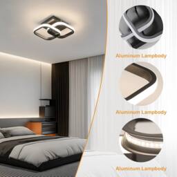 Pheashine 2-Pack Square LED Ceiling Lights, 23cm, 22W 4500K Neutral White Flush in Black - thumbnail 5