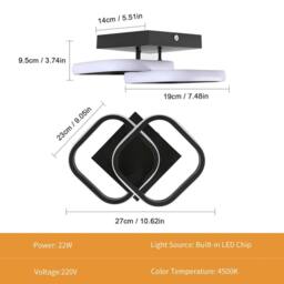 Pheashine 2-Pack Square LED Ceiling Lights, 23cm, 22W 4500K Neutral White Flush in Black - thumbnail 4