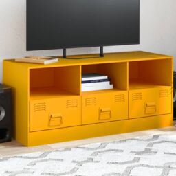 Berkfield Home TV Cabinet Mustard Yellow 99x39x44 cm Steel - Size: 99 x 39 x 44 cm